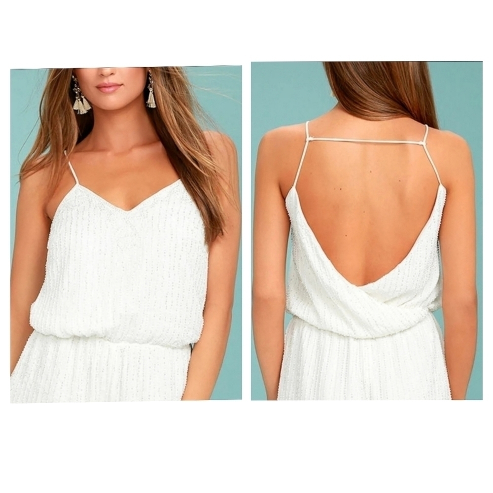 Lulu's From This Day Forward Ivory Beaded Romper Size: S - Picture 2 of 15